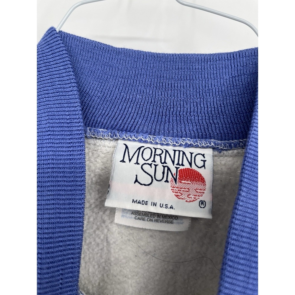 Vintage Morning Sun Mock Neck  Sweatshirt Sz L Pond Scene Florals Butteflies - Picture 3 of 5